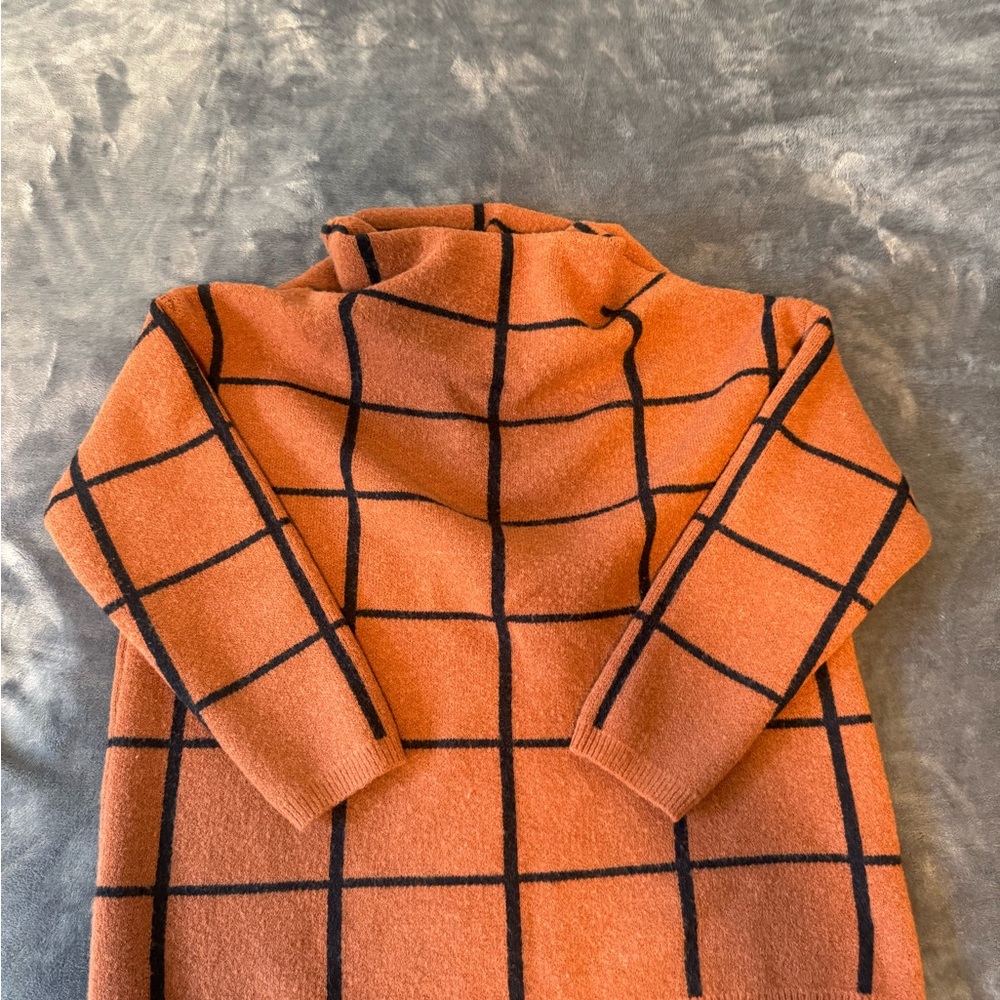 Orange Grid Pattern Sweater
